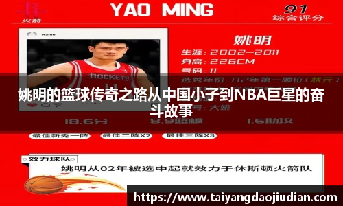 姚明的篮球传奇之路从中国小子到NBA巨星的奋斗故事